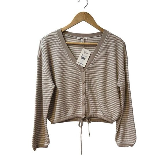 Splendid Collection Striped Knit Cardigan Button Front Drawstring Waist Size S - Picture 1 of 10